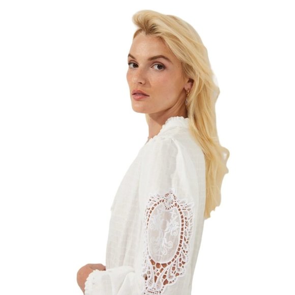 FRENCH CONNECTION - Arpina Lace Mix Button Front Dress - 71SAZ - Size 12 (NWOT) - Picture 4 of 8